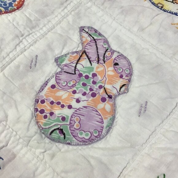 Handmade Quilt Pink Nursery Ducks Bunny Rabbit Print 42” x 42” Square - Picture 8 of 10